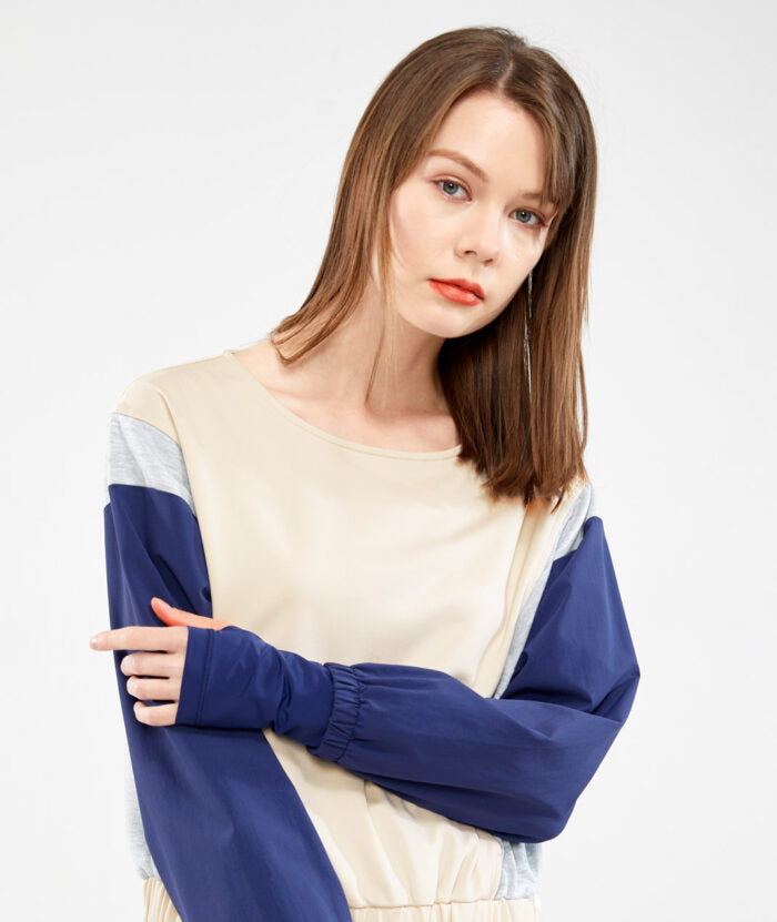 Antibacterial Splicing Long Sleeve Top UPF50+