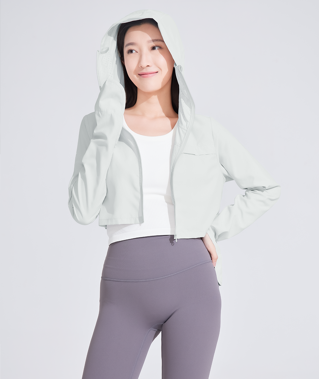 Suptex Packable Crop Hooded Jacket UPF50+