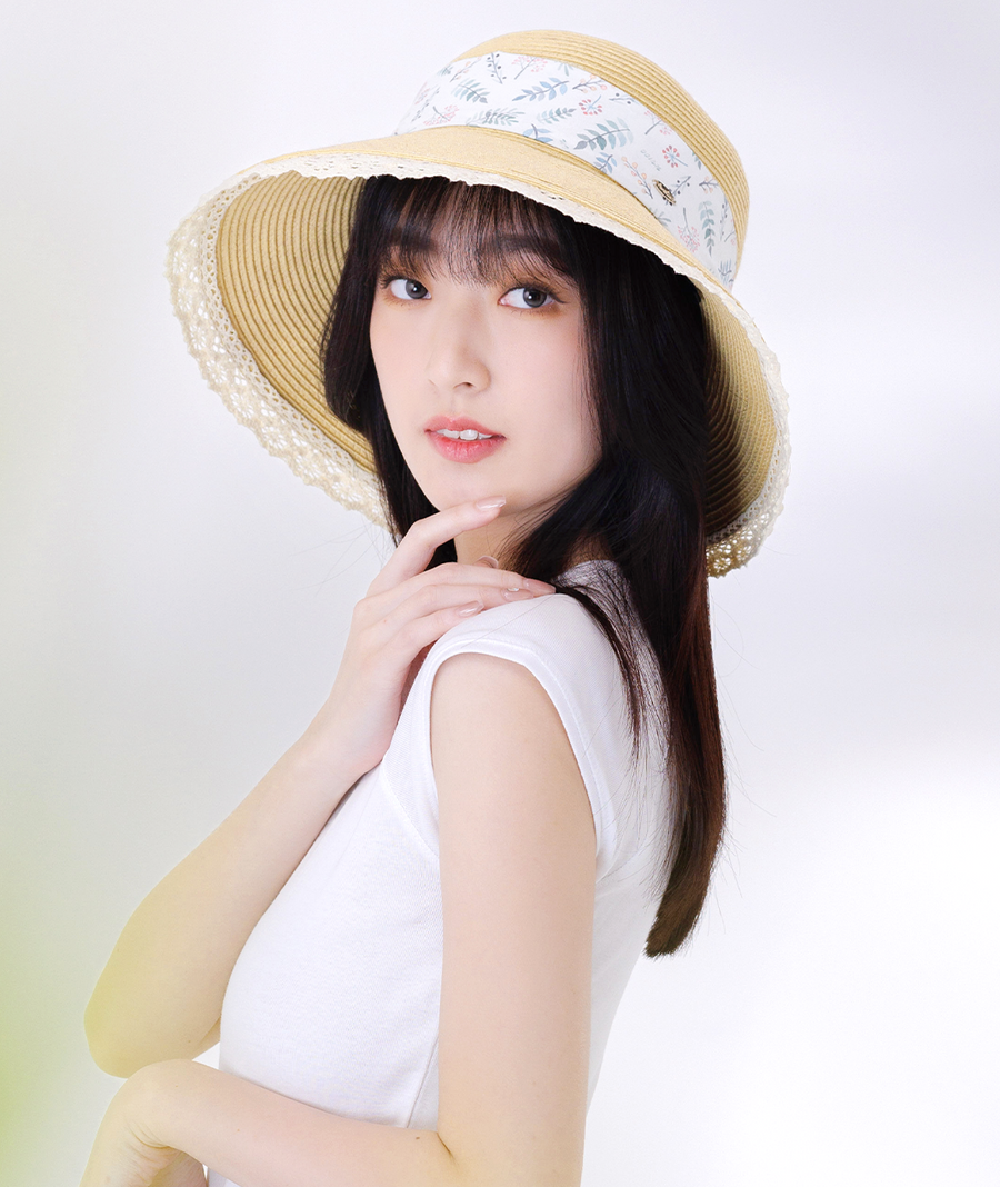 Aurelia Lace Trim Straw Hat UPF50+