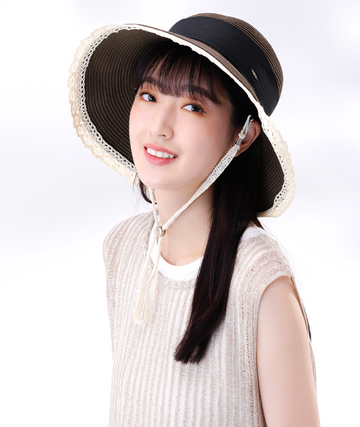 Aurelia Lace Trim Straw Hat UPF50+