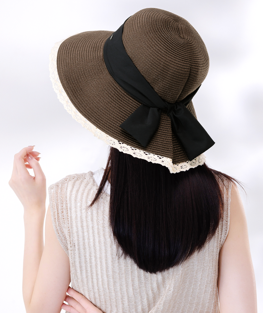 Aurelia Lace Trim Straw Hat UPF50+