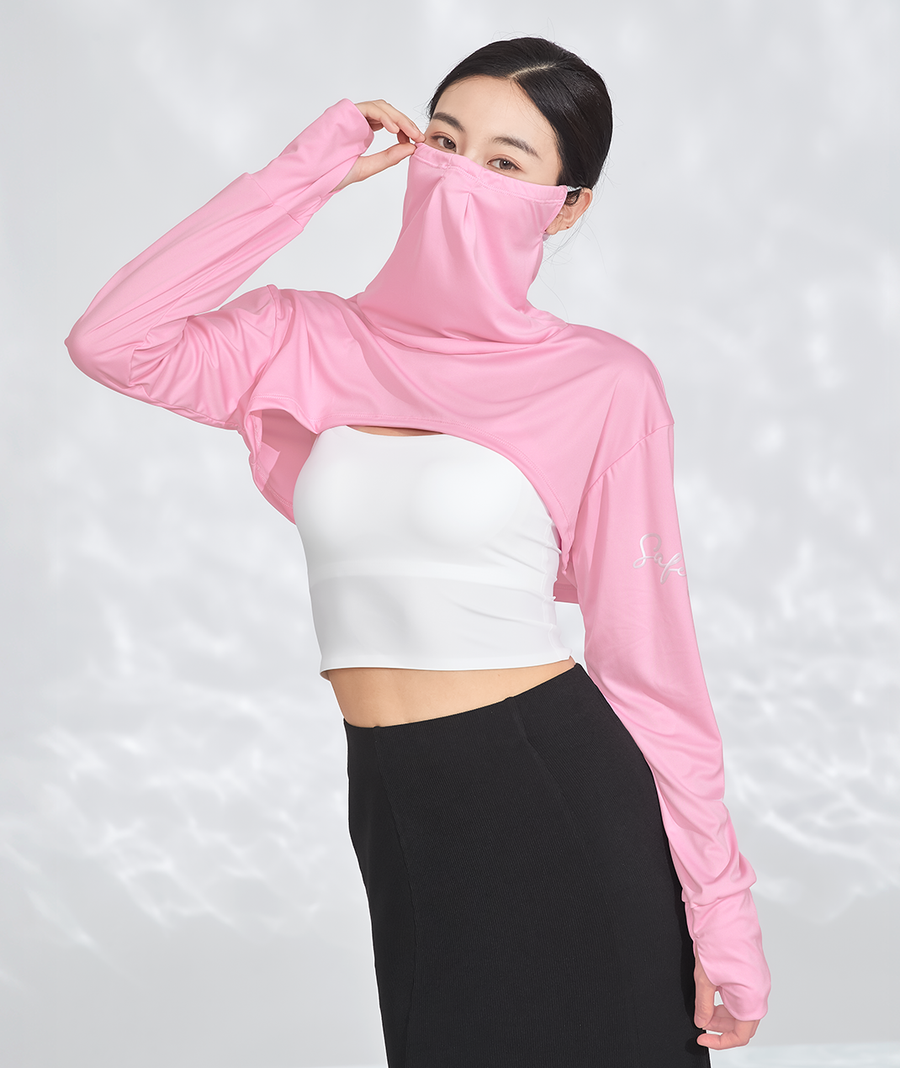 Cropped Long Sleeve with Built-In Face Cover UPF50+