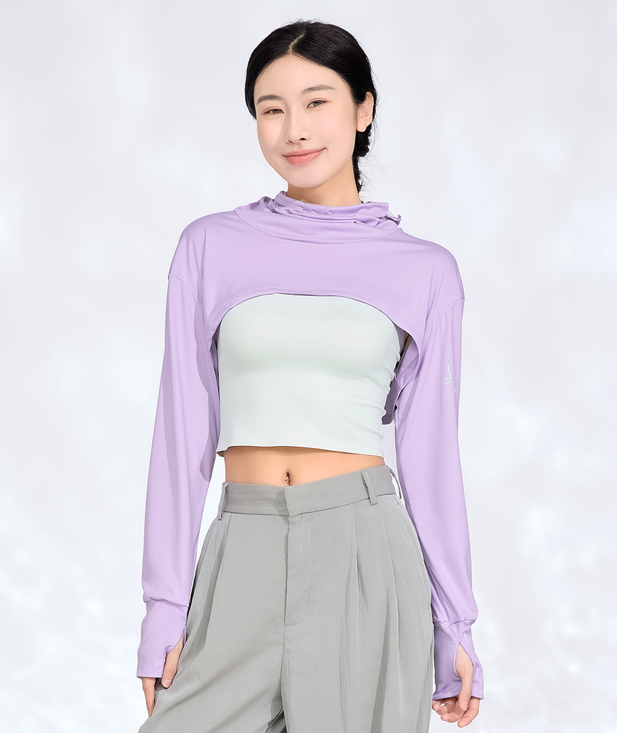 Cropped Long Sleeve with Built-In Face Cover UPF50+