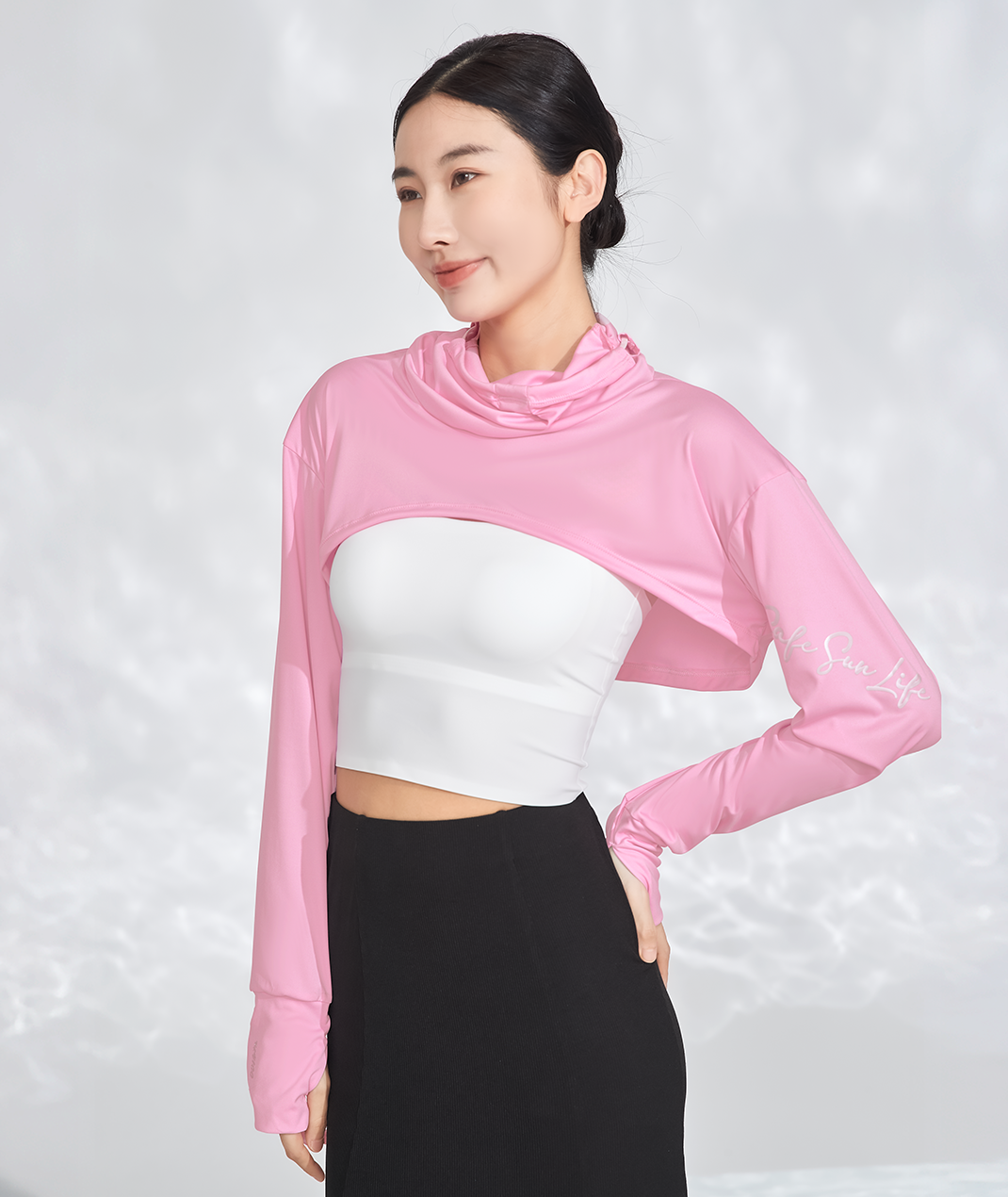 Cropped Long Sleeve with Built-In Face Cover UPF50+