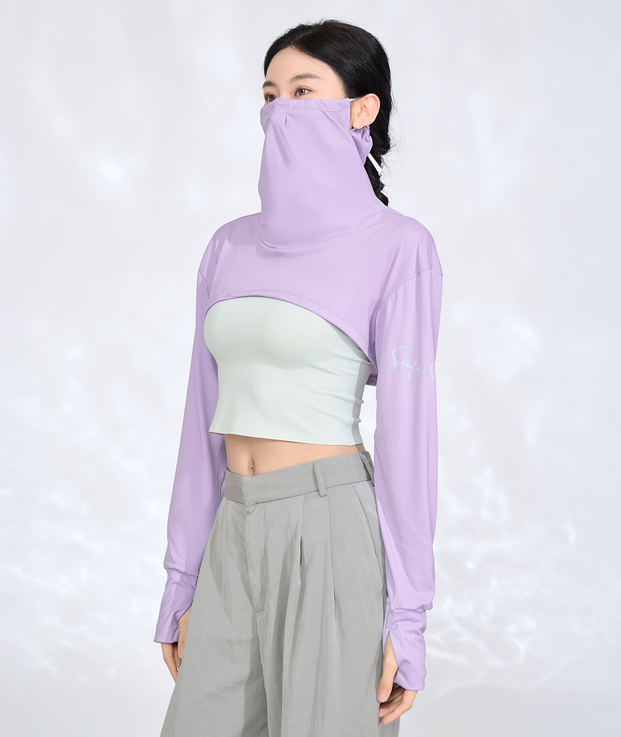 Cropped Long Sleeve with Built-In Face Cover UPF50+