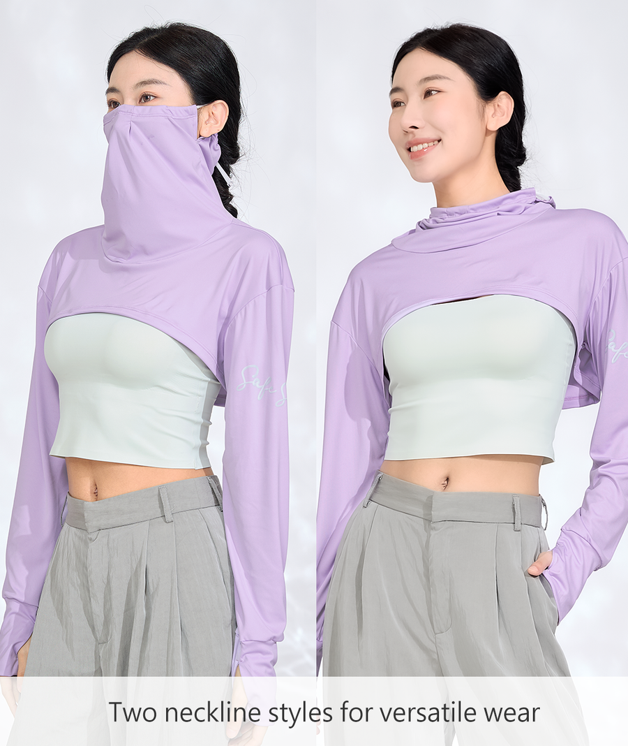 Cropped Long Sleeve with Built-In Face Cover UPF50+