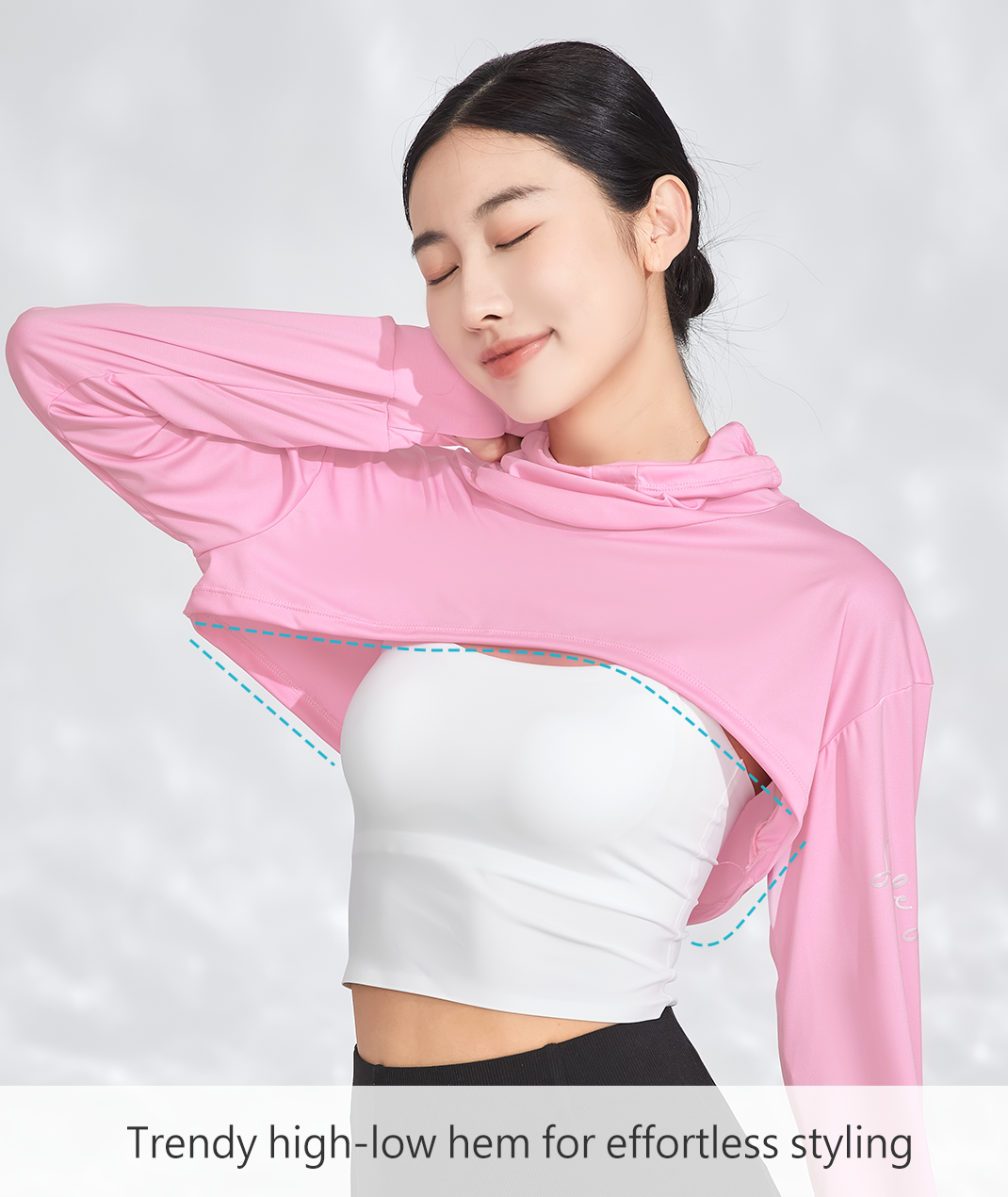 Cropped Long Sleeve with Built-In Face Cover UPF50+