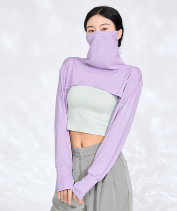 Cropped Long Sleeve with Built-In Face Cover UPF50+