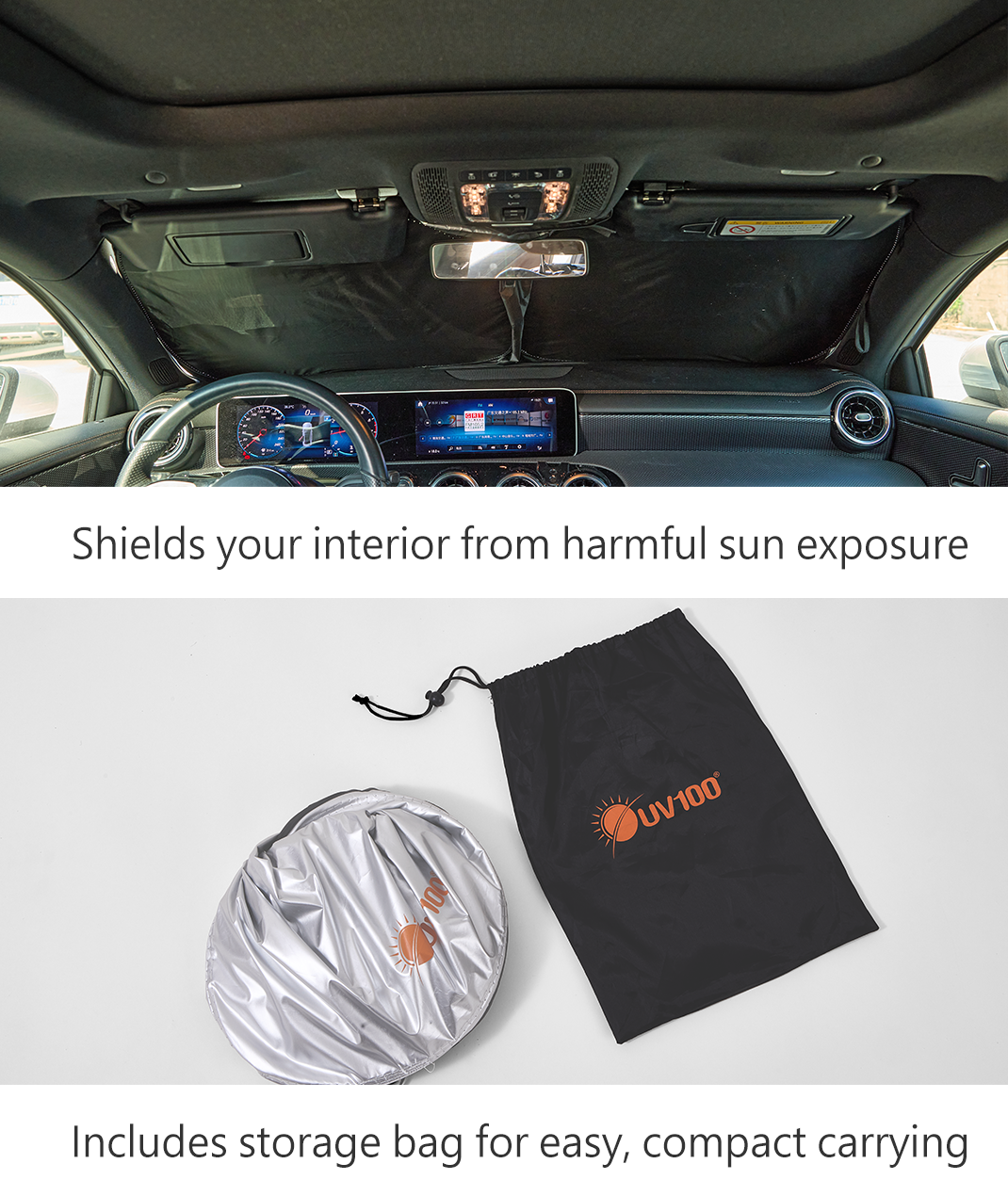 Quick-Fold Car Windshield Sun Shade UPF50+
