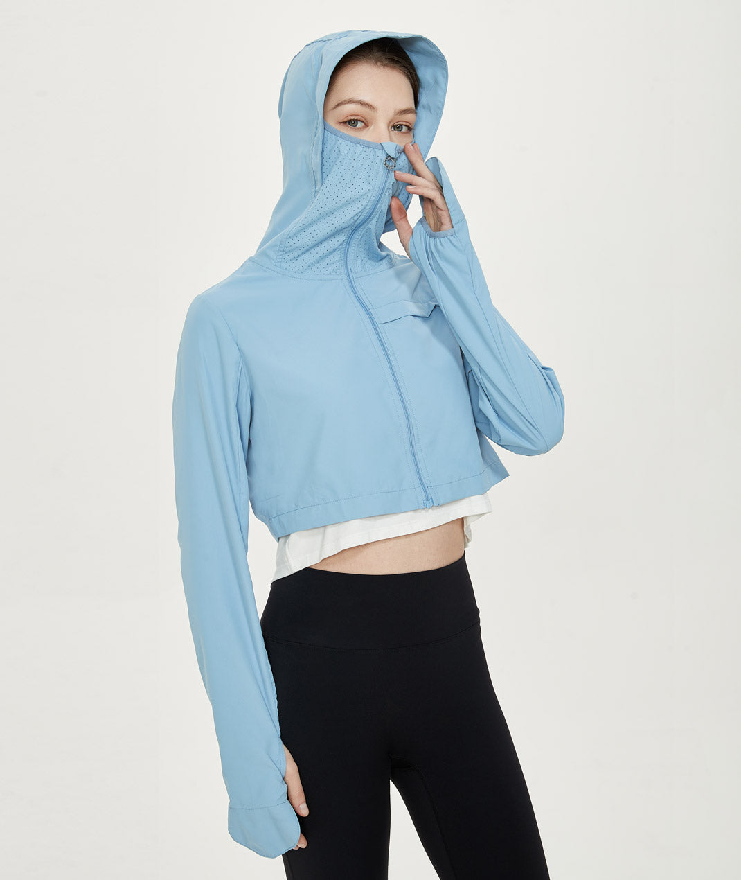 UV Cut / Cool Touch - Packable Cropped Hoodie Jacket UPF50+ Suptex-Cool Collection