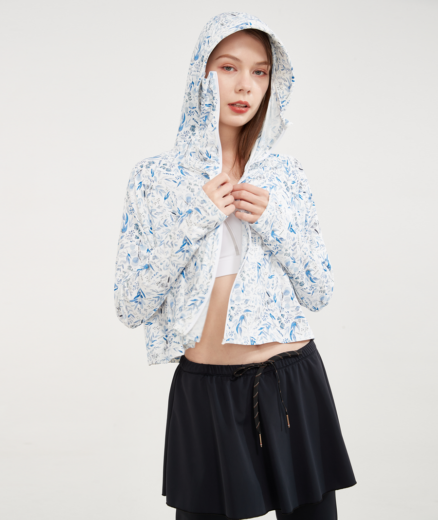 UV Cut / Cool Touch - Printed Cape hooded Jacket UPF50+