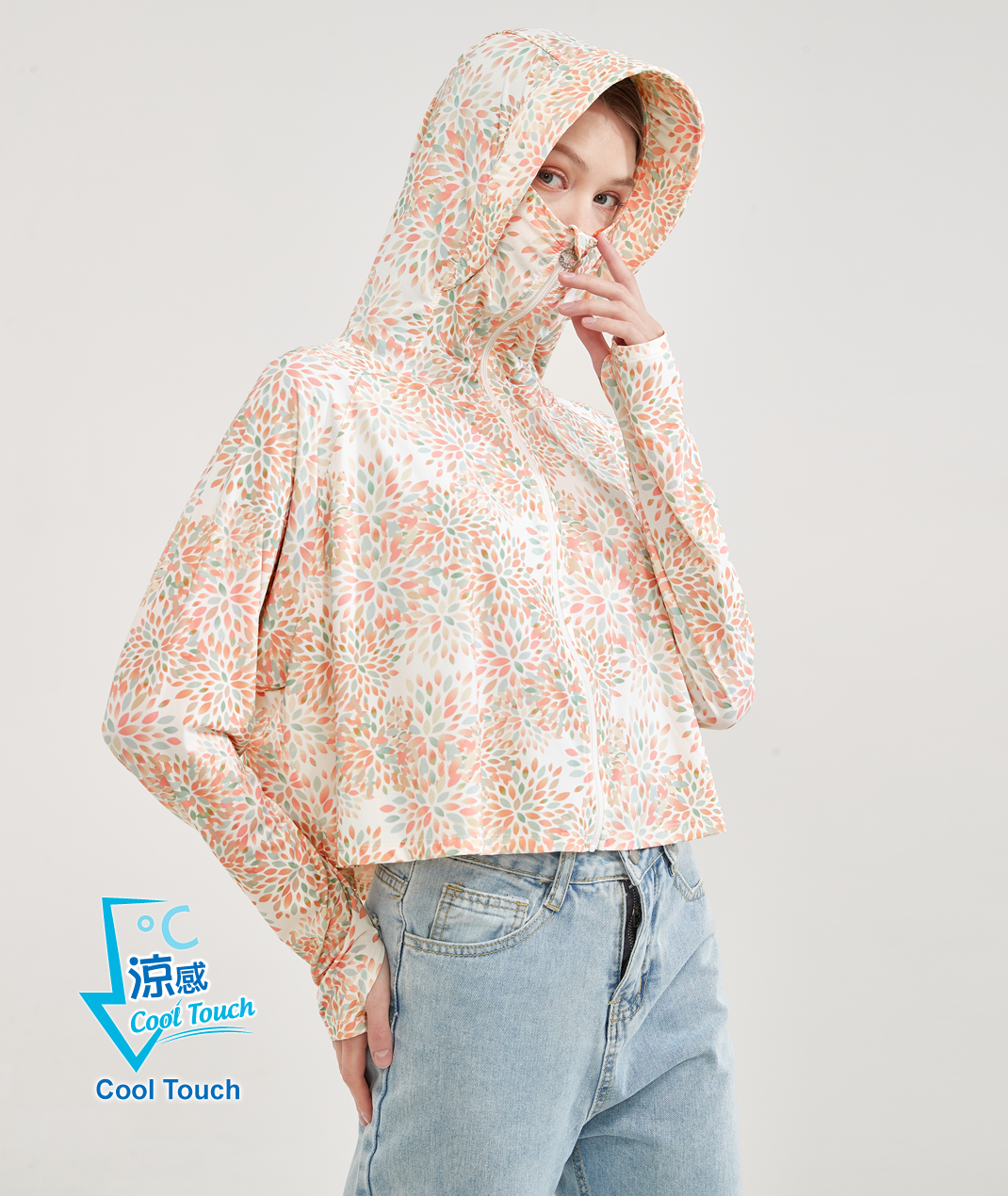 UV Cut / Cool Touch - Printed Cape hooded Jacket UPF50+