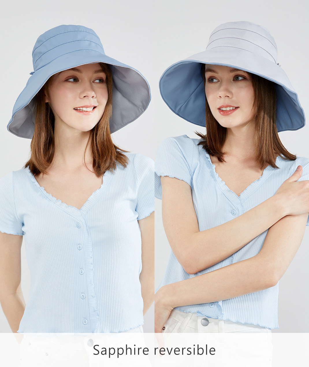 UV Cut / Cool Touch - Reversible Hat with Ponytail Hole UPF50+